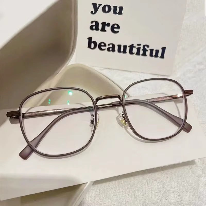 Lunettes polygonales marron rose - vue 1