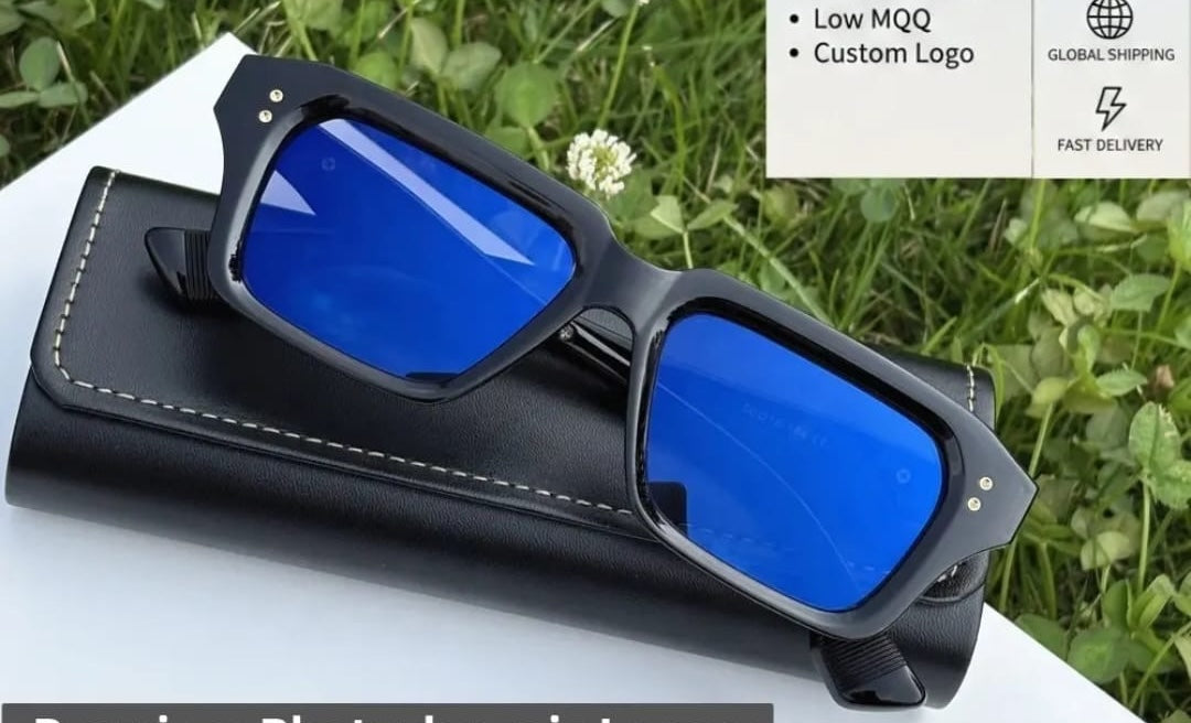 Lunettes polygonales noir et argent - vue 1