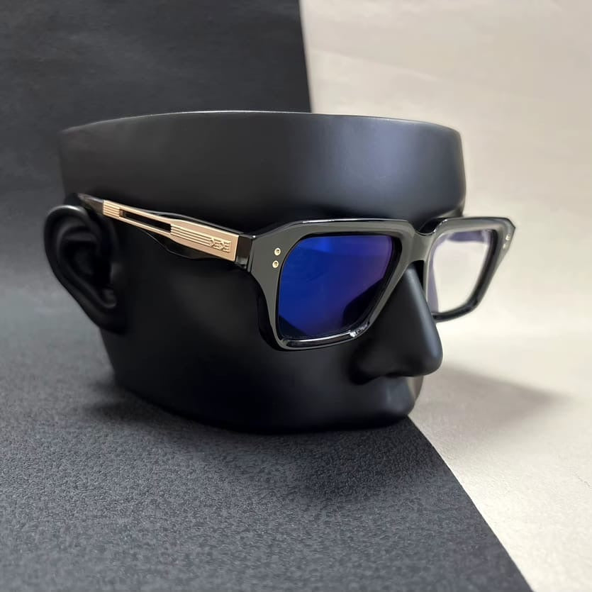 Lunettes polygonales noir et argent - vue 2